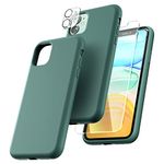 TOCOL 5 in 1 for iPhone 11 Case, with 2 Pack Screen Protector + 2 Pack Camera Lens Protector, Silicone Slim Shockproof Cover iPhone 11 Phone Case [Anti-Scratch] [Drop Protection] 6.1", Midnight Green