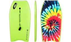 Osprey 42” BodyBoard with Adjustable Wrist Leash for Kids and Adults, Lightweight Bodyboard with XPE Deck, Crescent Tail and EPS Core, Multiple Colours and Design, Green