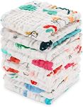 TERI BERI Muslin Cotton Face Towels for Newborn Baby Extra Soft Hankies Reusable Napkins for Infants Toddlers (Pack of 5, White, 200 GSM)