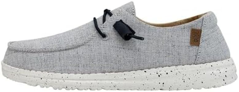 Hey Dude Women's Wendy Chambray White Blue Size 8 | Women's Shoes | Women's Slip On Shoes | Comfortable & Light-Weight