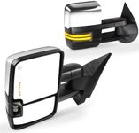 SCITOO Towing Mirrors Tow Mirrors Chrome Truck Mirrors fit for 2008-2013 For Chevy Silverado For GMC Sierra All Models with Pair LH RH Power Adjusted Heated LED Turn Signal Running Light