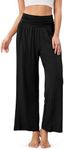 ODODOS Women's Wide Leg Palazzo Lounge Pants with Pockets Light Weight Loose Comfy Casual Pajama Pants-26 inseam, Black, X-Large