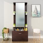 VIKI Engineered Wood|Dressing Table with Mirror Drawer&Door,Dressing Table Organizer & Storage,Vanity & Makeup Cabinet,Bedroom,180Cms(H)*70Cms(W)*40Cms(D)|1 Year Warranty, Free Assembly|Dark Wenge