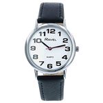 Ravel Unisex Easy Read Watch with Big Numbers - Black/Silver Tone/White Dial