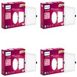 PHILIPS 15W Square AP Plus UltraGlow LED DL Recessed LED Panel Ceiling Light (Pack of 4, Cool Day Light) (929002629401-Pk4)