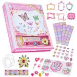 KreativeKraft Scrapbook Kit for Girls DIY Journal Craft Set - Diary Fluffy Pen 3D Stickers and Beads - Girls Gifts (Pink Butterfly Scrapbook)