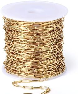 33FT Gold Paperclip Chain for Jewelry Making 3MM Stainless Steel Chains