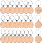 25 Pcs Wooden Keyring Blanks, Woode
