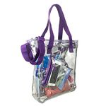 K-Cliffs 15 Inch Purple Trim Heavy Duty PVC Shoulder Bag Handbag Coin Pocket, Purple with zip.