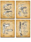 Original Remington Guns Patent Art Prints - Set of Four Photos (8x10) Unframed - Great Gift for Gun Owners, Military Army or Marine