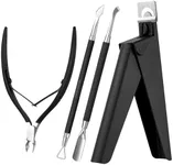 Melodysusie 4 in 1 Acrylic Nail Clippers Set, with Cuticle Trimmer and Dual-Ended Cuticle Pusher Remover, Stainless Steel Acrylic Nail Cutter Set, Pedicure Manicure Acrylic Nail Tools for Home Salon