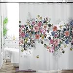 HMS Happy Memories Thicken Durable Polyester Blend Cloth Fabric Bathroom Curtain Colorful Bohemian Boho Floral Print Beautiful Bright Shower Curtain for Bathroom Decoration, 72"x72"