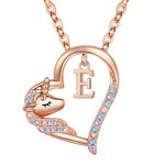Anoup Unicorn Gifts for Girls - Unicorn Initial Necklace, 14K Gold Plated Throughout Hypoallergenic | Colorful CZ Simulated Diamond Pendant | Fashion Cute Unicorn Jewelry | Birthday Gifts for Girls,