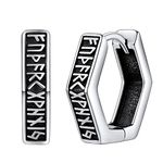 FaithHeart Sterling Silver Viking Earrings Mens Nordic Runes Hexagon Hoops Tiny Small Silver Hoop Earring for Woman Man