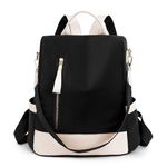 IRMAO 2024 New Artistic National Style Oxford Small Capacity Antitheft Women's Bag Generation Backpack (Black Cream)