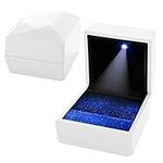 CHRUNONE Led Ring Box for Proposal, White Engagement Ring LED Light Ring Box Jewelry Gift Box, LED Light Jewelry Display Gift