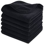 SINLAND Plush Microfiber Face Cloths Reusable Makeup Remover Cloth Ultra Soft Washcloths for Women 12Inch x 12Inch Black 6 Pack