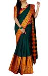 C J Enterprise Women's Banarasi Saree Pure Kanjivaram Silk Saree Soft Design Wear Pattu Sarees Latest Cotton With Blouse Piece Kanchipuram for Wedding party sadi new ladies 2023 2024 (Narayan Green)