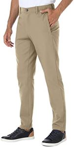 Waterproof Golf Pants for Men Slim Fit Stretch Casual Work Tapered Pants Lightweight Dress Pants with Pockets Stone,34Wx30L