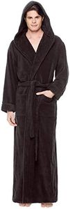 Arus Men's Hood'n Full Ankle Length Hooded Turkish Cotton Bathrobe, Charcoal, XX-Large