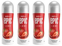 Epic Lube, Strawberry Flavoured Lubrication Gel for Men & Women, Water-Based Gel, Skin-Friendly, Safe to Use with Condoms, 60ml x 4