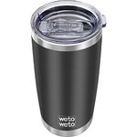 WETOWETO 20oz Tumbler, Stainless Steel Vacuum Insulated Coffee Tumbler Cup, Double Wall Powder Coated Leak-proof Travel Coffee Mug Cup (Black, 1 Pack)