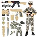 KONP Army Costume For Kids, Military Soldier Costumes For Boys, Halloween Costumes Dress Up Role Play Set