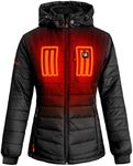 ActionHeat Women's 5V Insulated Heated Jacket with Detachable Hood, Battery Pack Black M