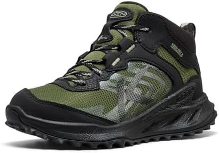 KEEN Zionic Mid Height Waterproof All Terrain Easy On Hiking Boots, Black/Bronze Green, 4 US Unisex Big Kid