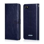 WOW IMAGINE Shock Proof Flip Cover Back Case Cover for Xiaomi Mi Redmi 6A (Flexible | Leather Finish | Card Pockets Wallet & Stand | Blue)