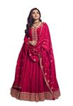 Ready to Wear Indian Pakistani Designer Wedding Party Wear Floor Length Anarkali Salwar Suit for Women, Rani Pink, Medium