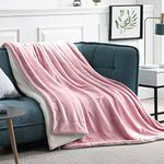 Walensee Sherpa Fleece Blanket (Twin Size 60”x80” Blush) Plush Throw Fuzzy Super Soft Reversible Microfiber Flannel Blankets for Couch, Bed, Sofa Ultra Luxurious Warm and Cozy for All Seasons