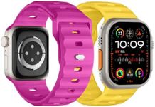 Sport Bands Compatible with Apple Watch Ultra 2 Band 49mm 46mm 45mm 44mm 42mm for Men, Soft Silicone Wristbands Waterproof Replacement Strap for iWatch Series 10 9 8 7 6 5 4 3 SE, 2 Pack