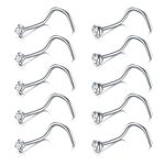 Briana Williams Nose Studs Nose Rings for Women 18G 20G Corkscrew Nose Ring Stainless Steel Nose Screw Studs Nose Rings Studs Surgical Steel Nostril Nose Piercing Jewelry, Metal