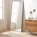 KOCUUY Black Full Length Mirror, 64”x21” Floor Length Mirror, Rectangular Full Body Mirror Bedroom, Floor Mirror Living Room, Wall Mirror Hanging Standing Or Leaning Body Mirror Metal Frame Black