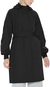Orolay Women's Casual Hooded Raincoat Spring Light Jacket Zip Up Long Overcoat Warm Windbreaker with Belt Black Large