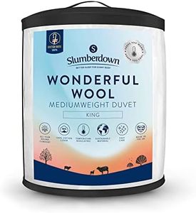 Slumberdown Wonderful Wool King Size Duvet - Temperature Regulating 7-9 Tog Mediumweight All Year Round Quilt - 100% British Wool, Soft Cotton Cover, Hypoallergenic, Easy Care, Size (225cm x 220cm)
