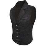 Lioop Mens Victorian Outerwear Suit Vest Steampunk Gothic Jacket Waistcoat, Black, Medium