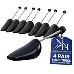 Northern Heights Adjustable Shoe Trees – 4 Pairs (8 Pieces) Black Plastic Shoe Shapers with Steel Spring Coil – Ideal for Men’s Shoes, Trainers & Standard Width Footwear