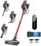 Powerffy Cordless Vacuum Cleaner, 40kPa/450W Stick Cordless Vacuum Up to 55 Mins Runtime with LED Touch Screen, Anti-Tangle Vacuum Cleaner with Charging Station for Carpet Hard Floor Pet Hair