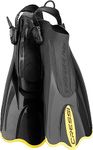 Cressi Palau Saf - Adjustable Short Flipper Fins for Snorkelling and Swimming, Adult Unisex,Black / Yellow,M/L