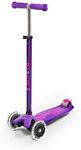 Micro Scooters | Maxi Micro LED Deluxe Children's Scooter | Big Wheels | Handlebar Adjustable | Boys & Girls | 5-12yrs | Purple