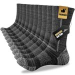 Niorasen Men's Cotton Crew Work Socks, 5 Pairs Cushioned Boot Socks, Moisture Wicking Athletic Socks for Hiking Sports Running 10-13 (Black)