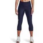 Under Armour Women's HeatGear High Waisted Pocketed Capri, Midnight Navy (410)/White, Medium