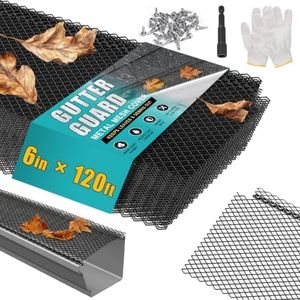 120FT Lock-in Gutter Guards, 6 Inch Leaf Filter Heavy Duty Steel Micro Mesh Gutter Screen Covers with Zip Screws Hex Wrench Fit 4/5/6 Inch K-Style Guard for Roof Snap-On Easy Installation (40 PCS)