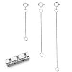 3 Pcs 925 Sterling Silver Box Chain Necklace Extenders | Durable Strong Removable Necklace Bracelet Anklet Extension Jewelry Making Chains (2 3 4 Inch, 0.8mm)