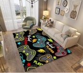 3D Gamer Bedroom Rug Modern Joystick Living Room Rug Non-slip Graffiti Letter Game Console Decoration Soft Flannel Area Rugs For Teenage Child Boy (120x160 cm)