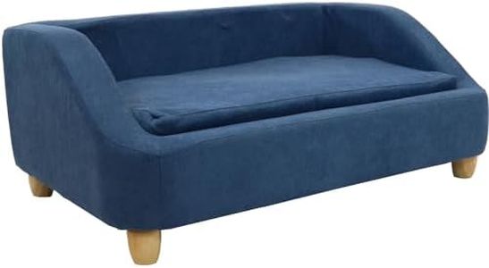 Critter Sitters 36-In. Microfiber Blue Rectangular Dog Couch for Medium-Sized Dogs, Modern and Stylish Elevated Dog Bed for Home or Apartment, Comfortable and Easy to Clean Dog Beds