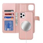 Zouzt for iPhone 11 Pro Max MagSafe Case iPhone 11 Pro Max Wallet iPhone 11 ProMax Case with Card Holder iPhone 11ProMax Case Wallet, Magnetic Detachable Shockproof Protective Phone Cover - Rose Gold