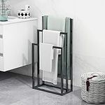 BOFENG 3 Tier Black Freestanding Towel Rail Chrome Towel Rack, Anti-rust Coating Metal Ladder Towel Holder for Bathroom Accessories Organizer for Bath Storage & Hand Towels,Washcloths,Next to Tub